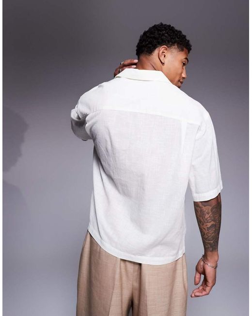 Camicia Oversize Con Rever E Stampa Sul Petto di ASOS in White da Uomo