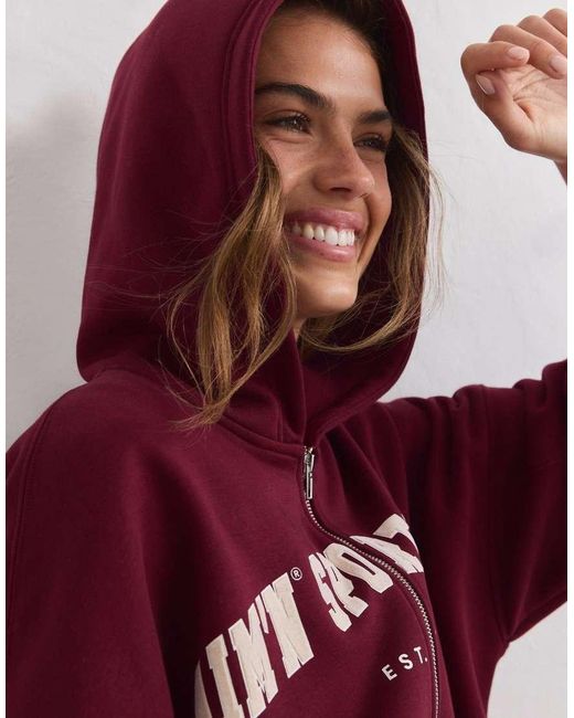 Aim'n Red Merlot Varsity Sweat Zip Hood