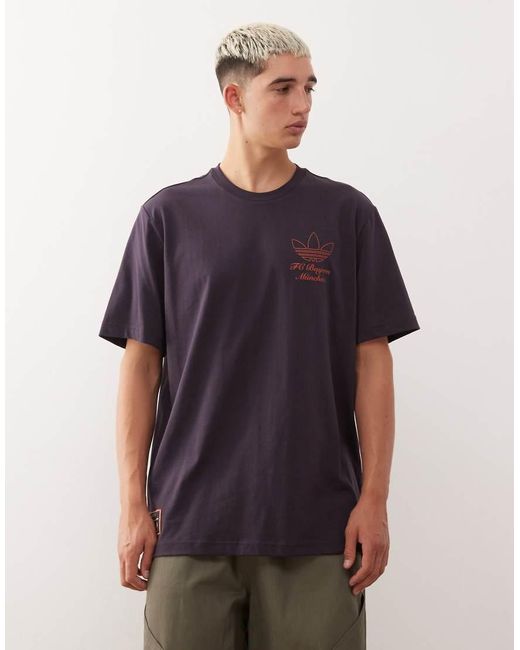 Adidas Originals Blue Fc Bayern Terrace Icons Graphic Tee for men