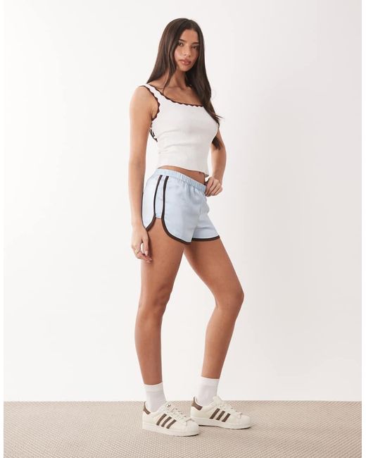 ASOS White Contrast Seam Satin Runner Short