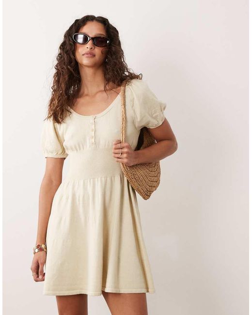 Miss Selfridge Natural Knit Fit And Flare Mini Dress