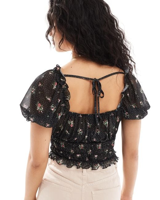Vero Moda Black Mixed Print Chiffon Top