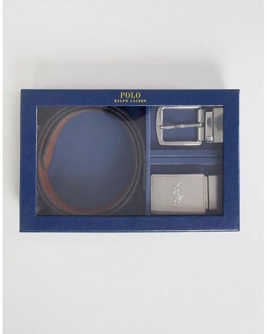 Coffret cadeau avec ceintures en cuir 2 boucles boucle et plaque Polo Ralph Lauren pour homme en coloris Noir Lyst