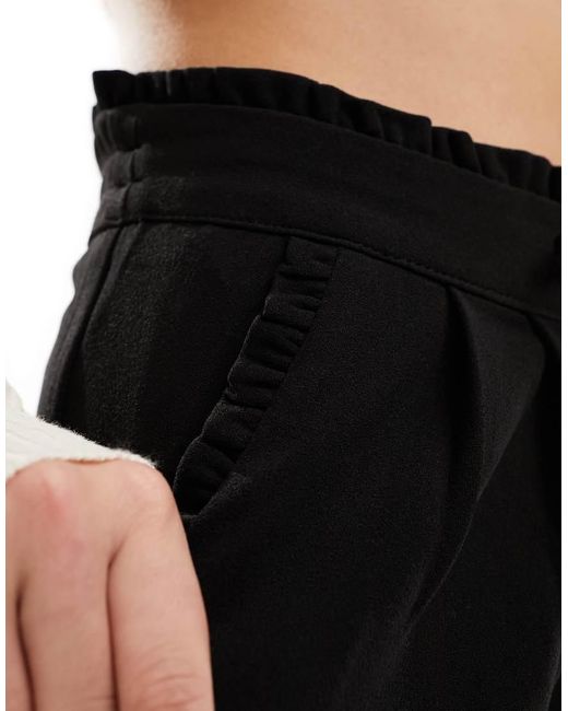 Jdy Slim-Fit Broek Met Ruches Aan De Tailleband in het Black
