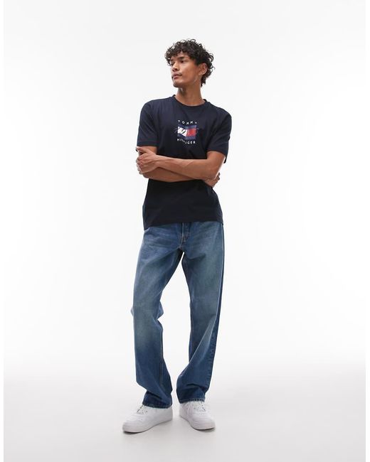 Tommy Hilfiger Blue Linear Flag Graphic T-shirt for men