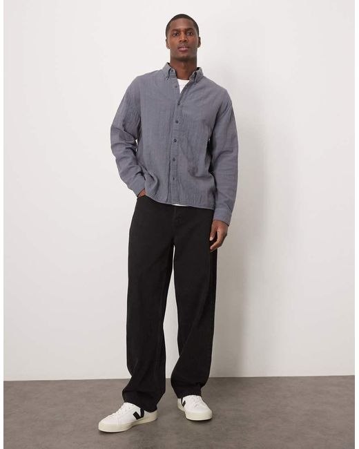 Abercrombie & Fitch Ruimvallend Overhemd Met Textuur En Lange Mouwen in het Gray voor heren