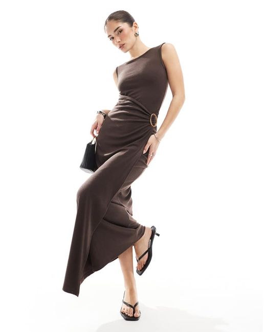 4th & Reckless White Sleeveless Drape Wrap Ring Detail Maxi Dress
