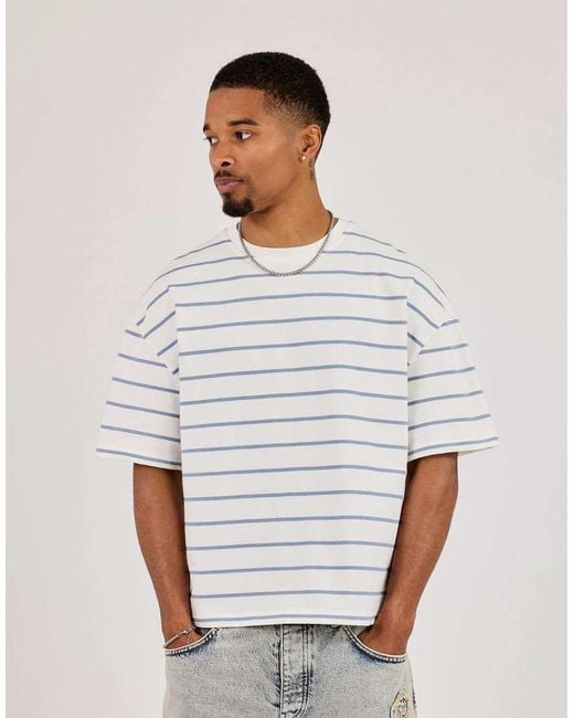 CERNUCCI White Boxy Stripe Logo T-Shirt for men