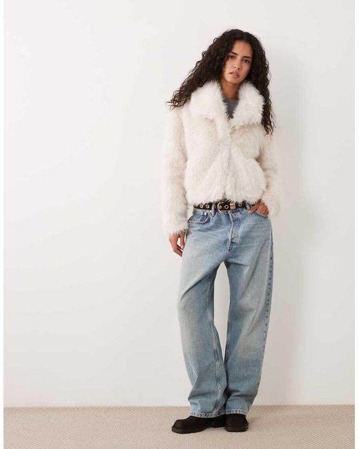 Wednesday's Girl White Wednesdays Girl Collared Faux Fur Jacket