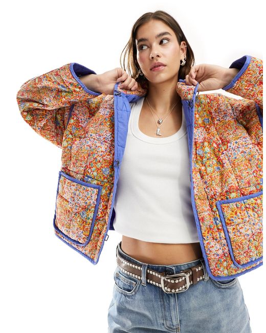 Free People Multicolor Quilted Floral Print Jacket