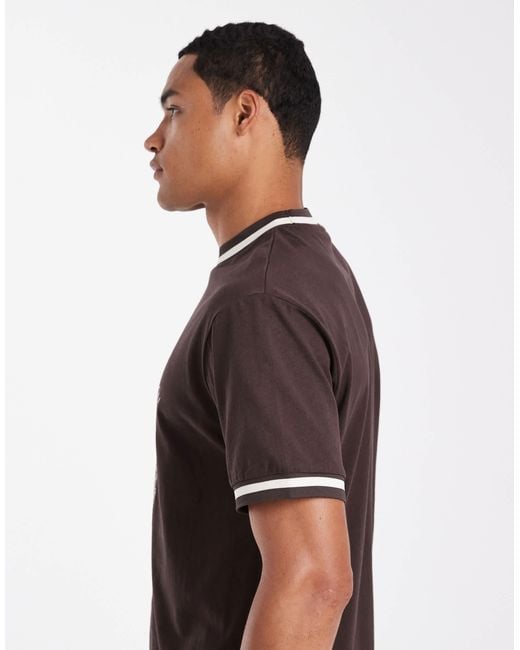 ASOS Gray Relaxed T-shirt With Tipping Detail And Embroidered Graphic for men