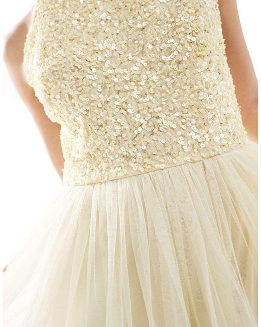 Maya White Embellished Halter Neck Maxi Bridesmaid Dress
