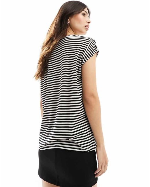 Vero Moda Brown Oversized Stripe T-shirt