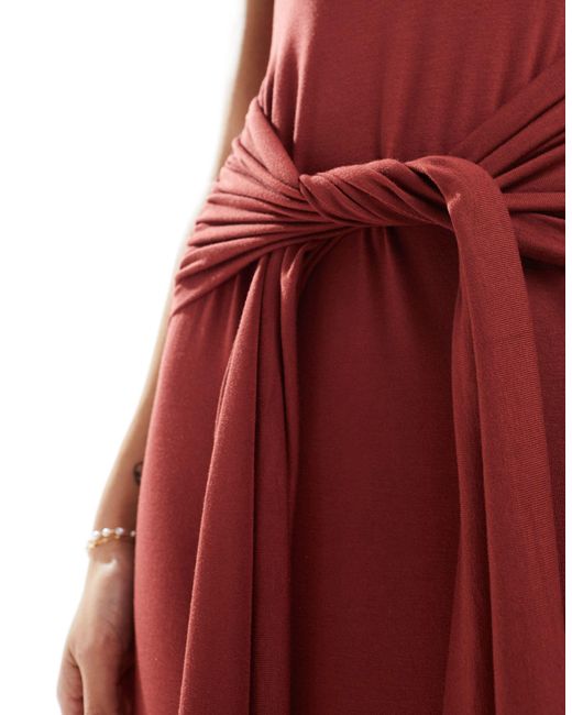 ASOS Red Maxi Dress With Drape Tie Front