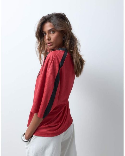 ASOS Red Disney Airtex Mesh Oversized T-Shirt With Varsity Print