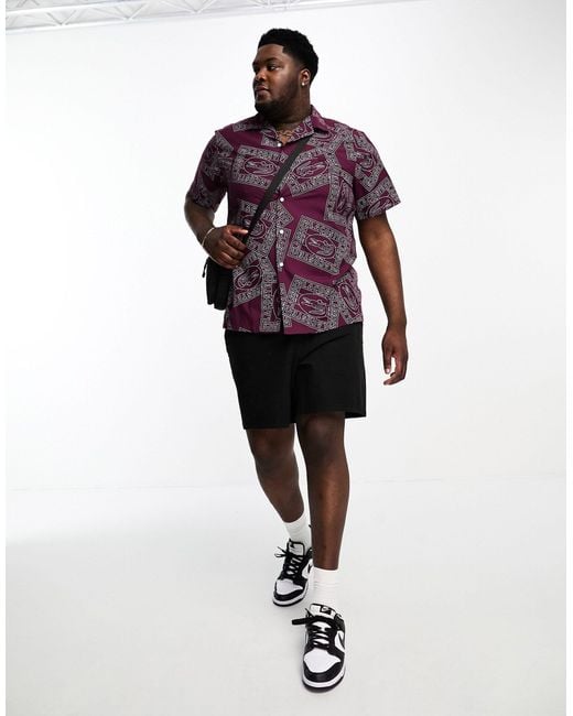Plus - chemise imprimée à manches courtes - bordeaux Lacoste pour homme en coloris Purple