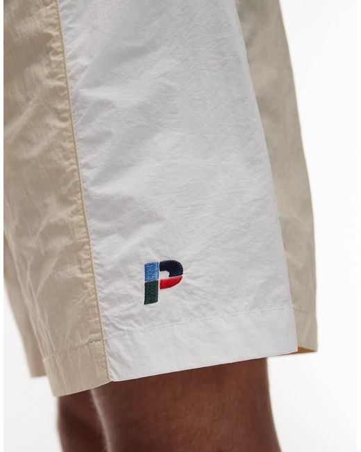 Parlez White Copa Contrast Panel Relaxed Shorts for men
