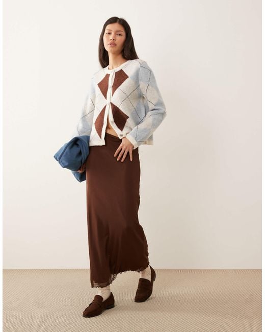 ASOS Natural Mesh Midi Skirt