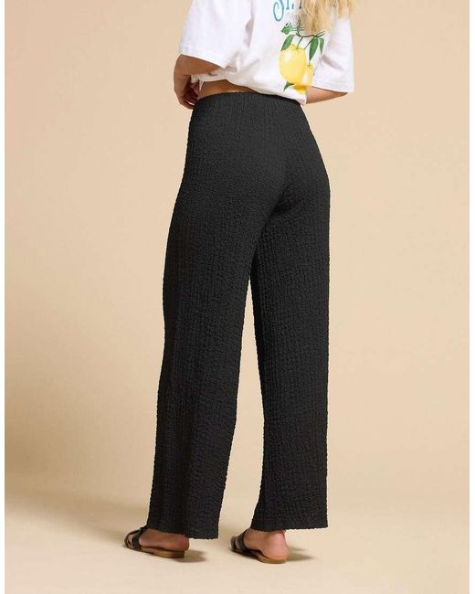 PixieGirl Blue Petite Bubble Textured Wide Leg Trousers