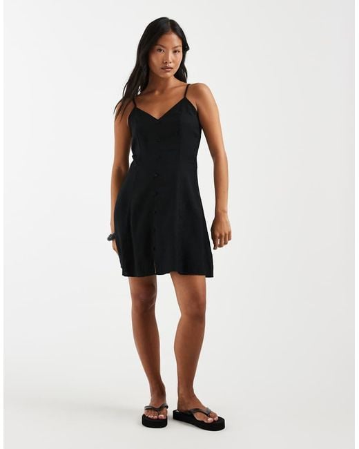Vero Moda Black Button Front Cami Mini Skater Dress