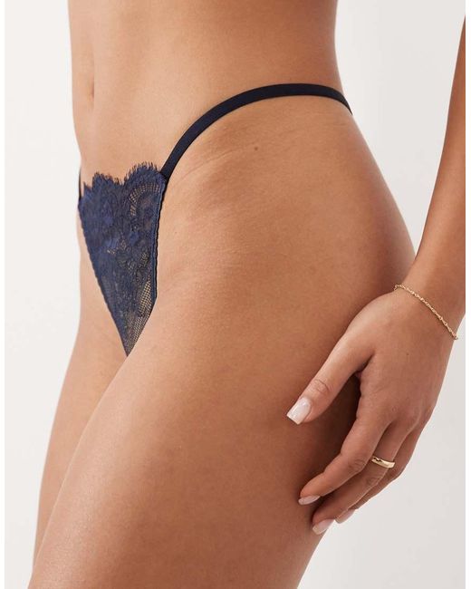 ASOS Blue Misha Fine Eyelash Lace Tanga Lingerie Thong