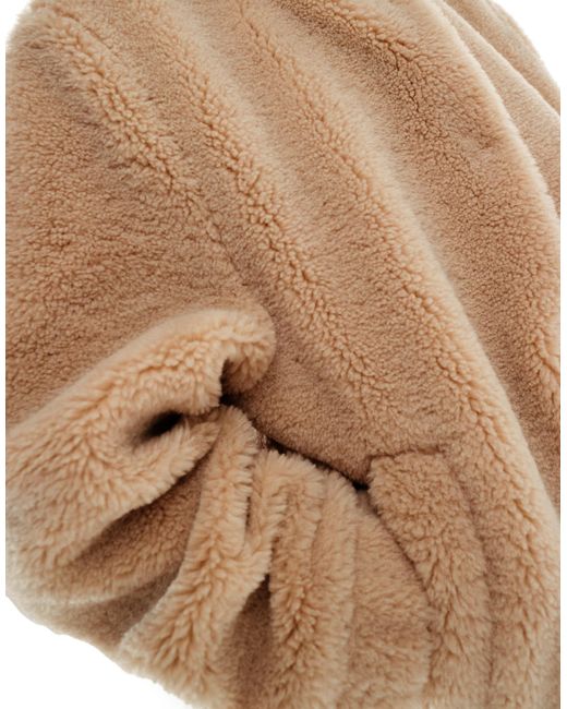 Miss Selfridge Natural – oversize-bomberjacke aus teddyfell