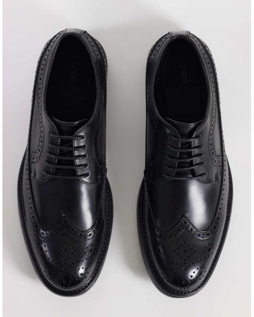 ASOS Black Lace Up Brogue Shoes for men