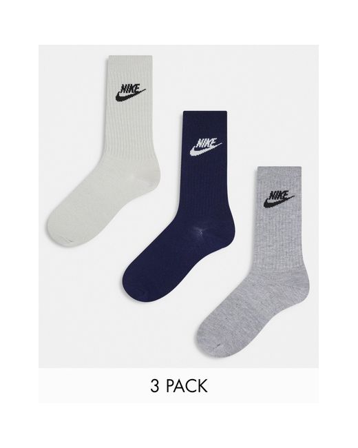 Nike Blue Everyday Essential 3 Pack Crew Socks