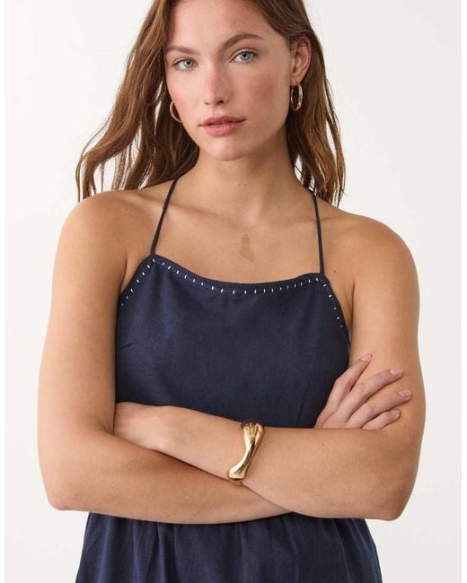 Vestito Midi Con Schiena Scoperta di Stradivarius in Blue
