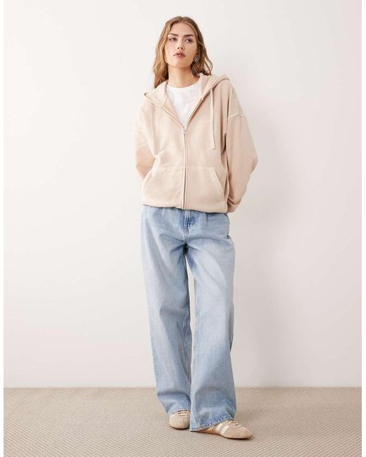 ARKET Natural Zip Through Heavyweight Hoodie