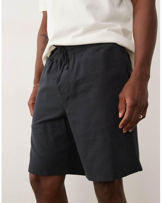 Jack & Jones White Linen Mix Drawstring Shorts for men