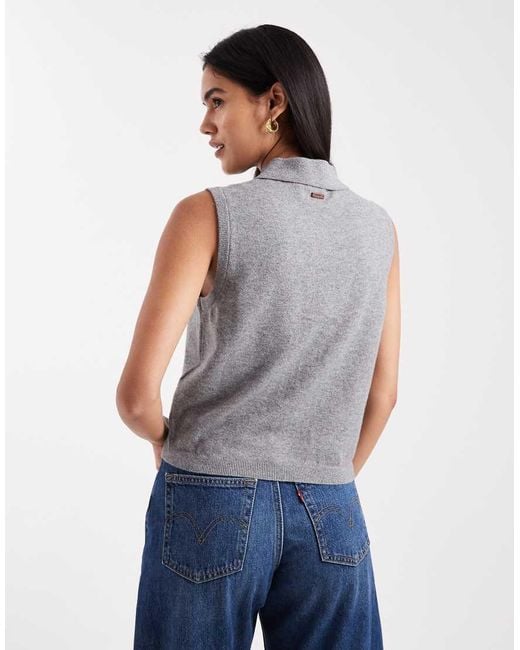 Levi's Gray Super Soft Mini Ruffle Knitted Vest