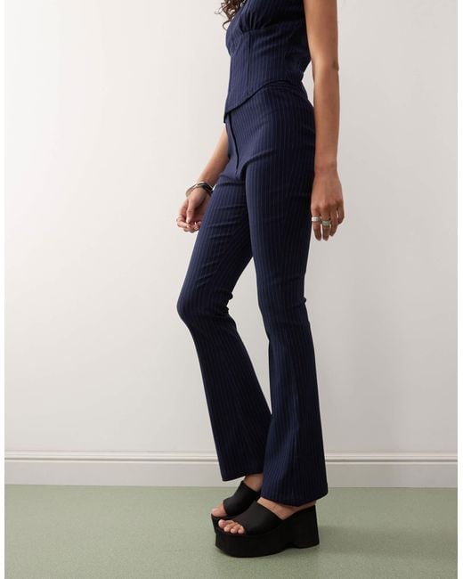 Collusion Blue Low Rise Pinstripe Trouser