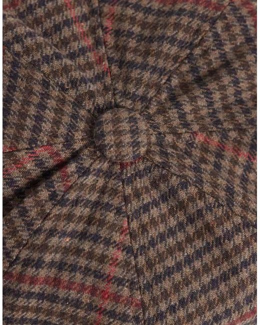 ASOS Brown Check Baker Boy Cap for men