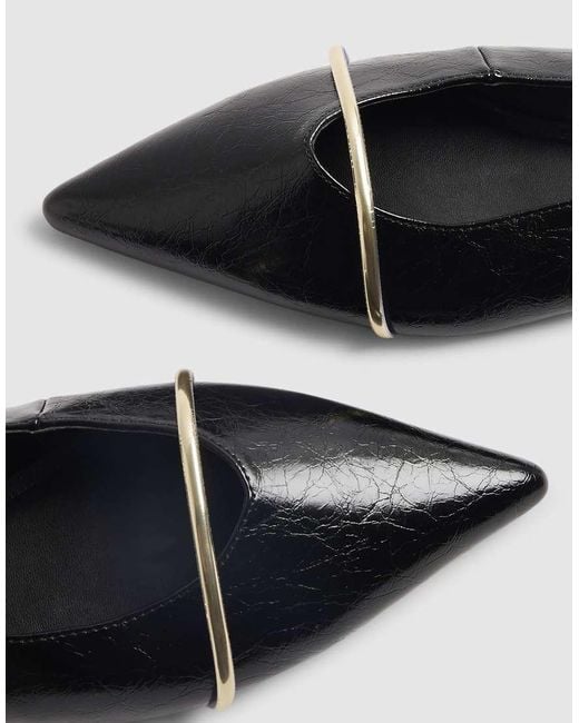 River Island White Metal Band Point Toe Flats
