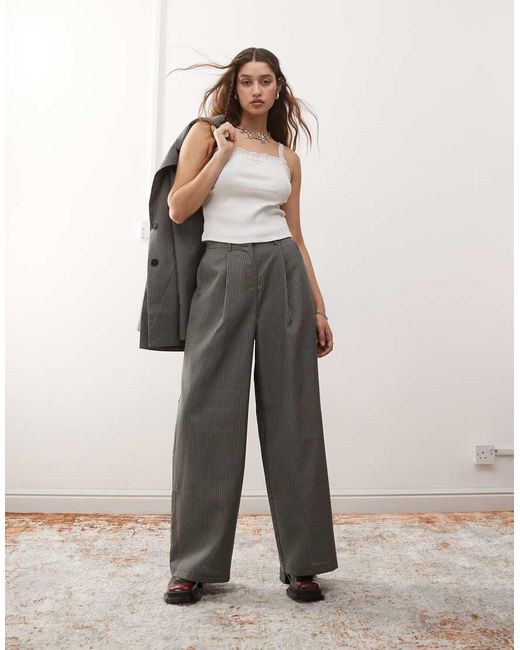 Reclaimed (vintage) Gray Wide Leg Trouser