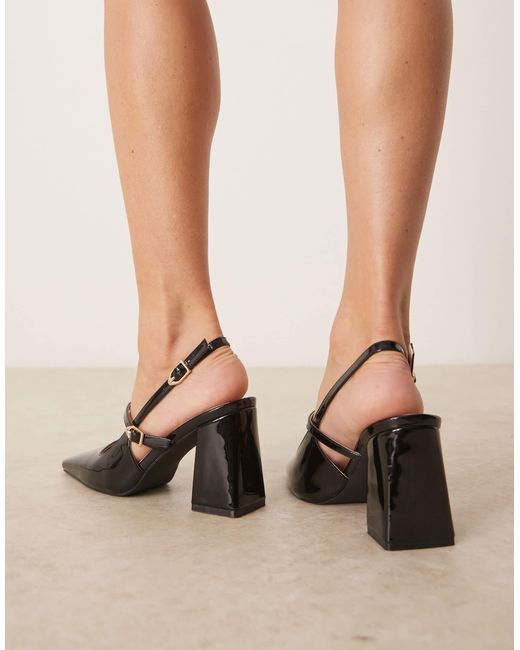 Raid Natural Siya Block Heeled Shoes With Pointed Toe