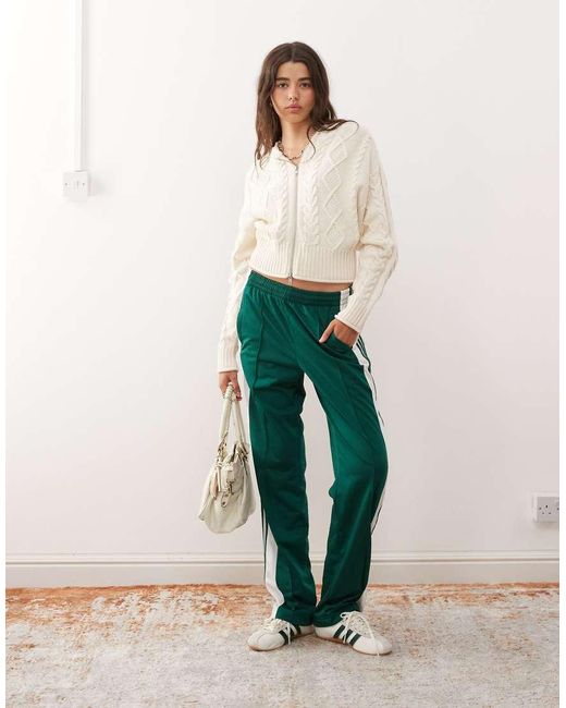 Monki Kabelgebreid Vest Met Capuchon En Dubbele Ritssluiting in het White