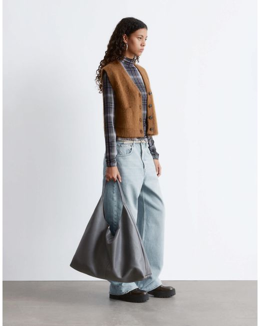 & Other Stories Brown Mohair And Wool Hairy Knit Waistcoat Tank