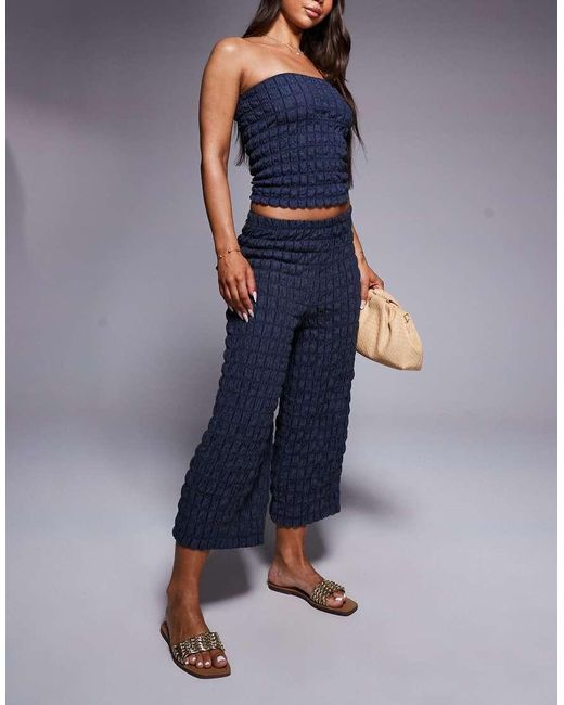 River Island Blue Textured Culotte