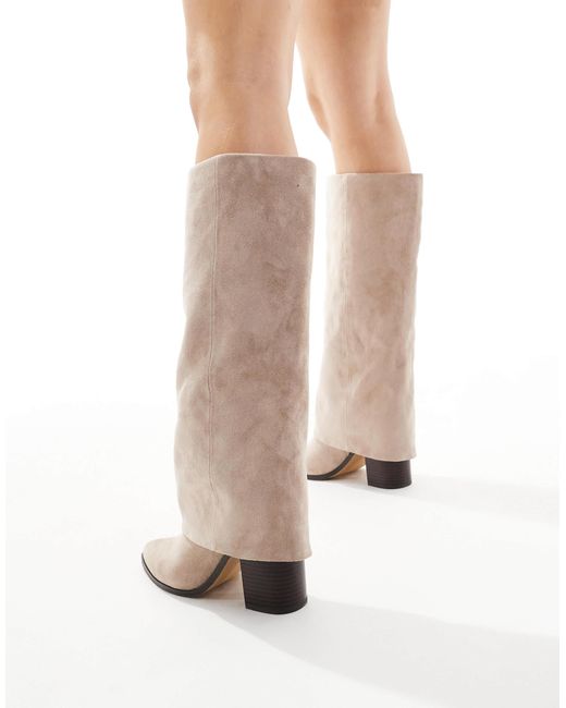 London Rebel White Elena Fold Over Knee Boots