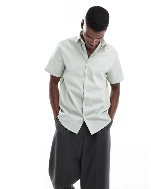 ASOS Gray Formal Easy Iron Poplin Regular Shirt for men
