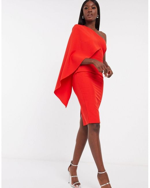 Exclusivité - robe mi-longue asymétrique effet cape Lavish Alice en coloris  Rouge | Lyst