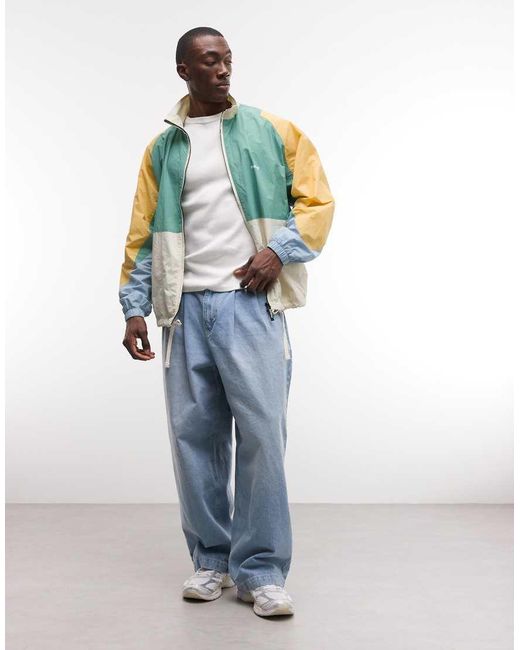 Parlez Blue Zip Through Colourblock Funnel Neck Track Jacket for men