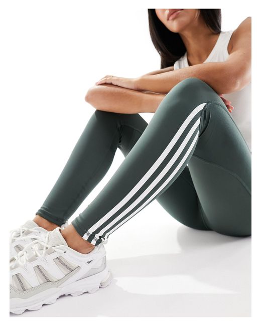 Leggings largos verdes con paneles ultrabrillantes en contraste hyperglam Adidas Originals de color Blue