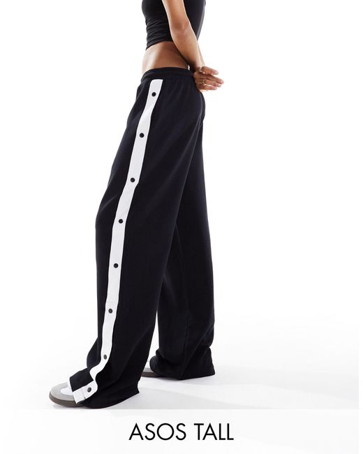 ASOS Blue Asos Design Tall Straight Leg Trackies With Side Poppers