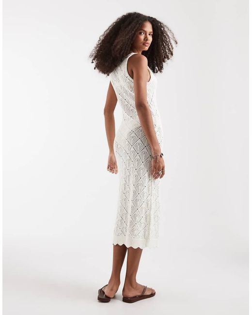 ONLY White Crochet Midi Dress