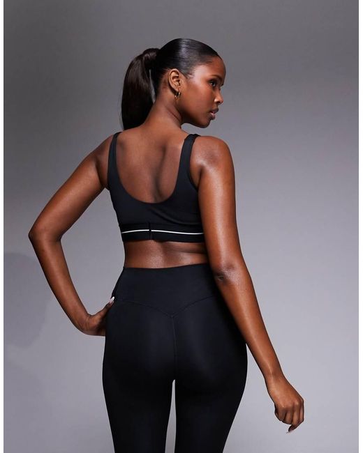 Adidas Originals Blue Adidas Training Hyperglam Linear Low Support Sports Bra