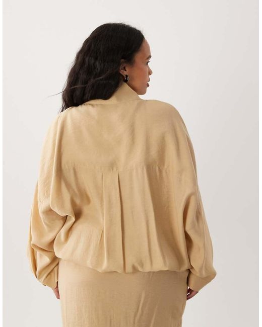 ASOS Brown Asos Design Curve Modal Blend Utility Funnel Neck Bubble Shacket