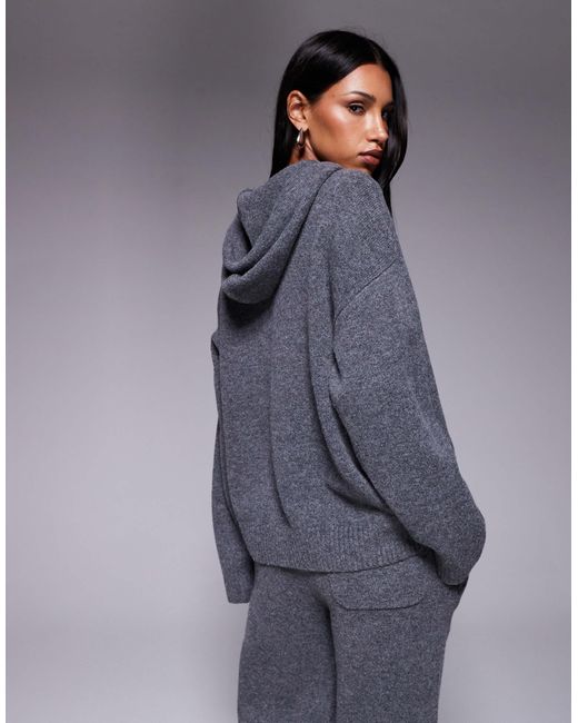 Sweat à capuche d'ensemble en maille avec broderie logo - anthracite Kaiia en coloris Gray